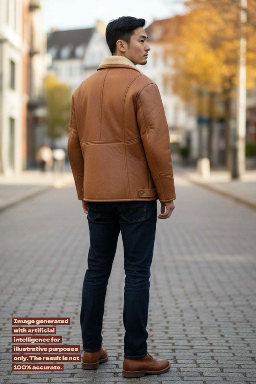Giacca shearling uomo Arika Firenze vera pelle montone taglia 48 — foto 4