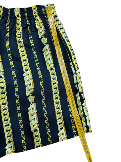 Pantaloncini Gianni Versace in seta con stampa barocca e motivo catena - Taglia 52