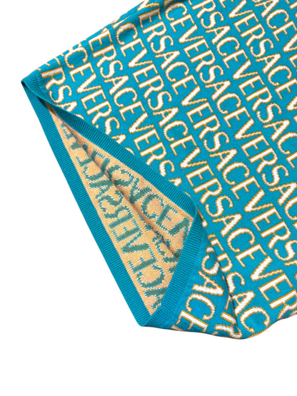 Gonna Versace Donna Taglia 40 – Jacquard Azzurro/Oro – Nuova