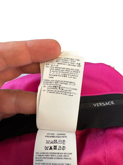 Versace pantaloni flare rosa Medusa lana vergine Made in Italy - taglia 40