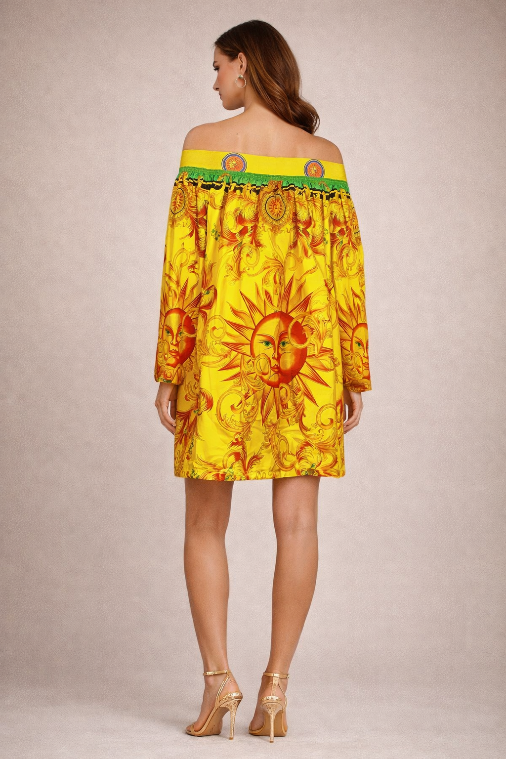 Abito Gianni Versace vintage seta Sole Barocco giallo - TG 40- NWT — foto 3