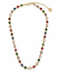 Collana girocollo dorata con cristalli multicolore
