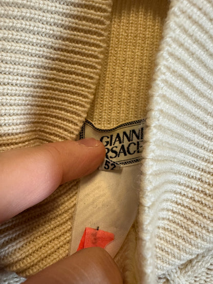 Maglione Gianni Versace Vintage in Lana, Lavorazione Intrecciata, Collo Alto (XL)