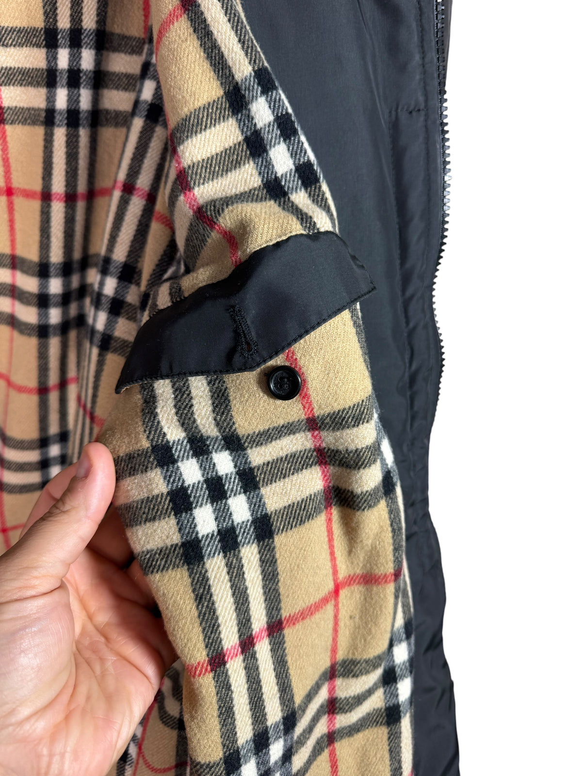 Burberry’s Piumino Giacca Nero Check Nova Cappuccio Taglia 54