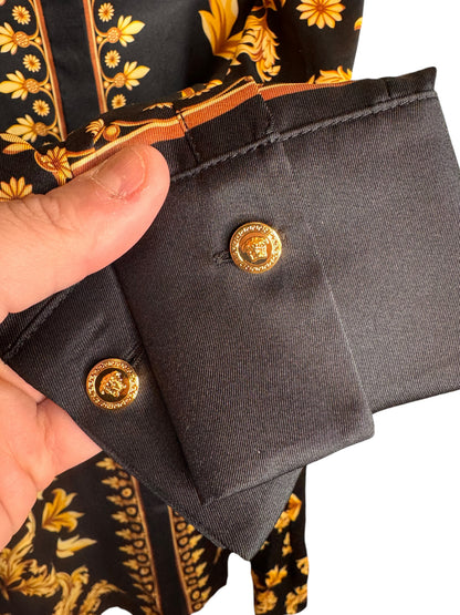 Abito chemisier Versace barocco nero oro tg 42 con bottoni Medusa — foto 11