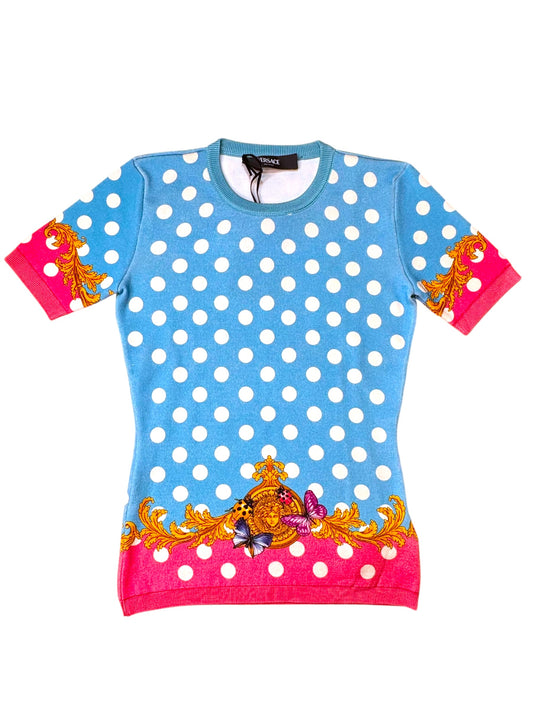 Maglia Versace Pois Medusa Barocco Seta Made in Italy Taglia 36