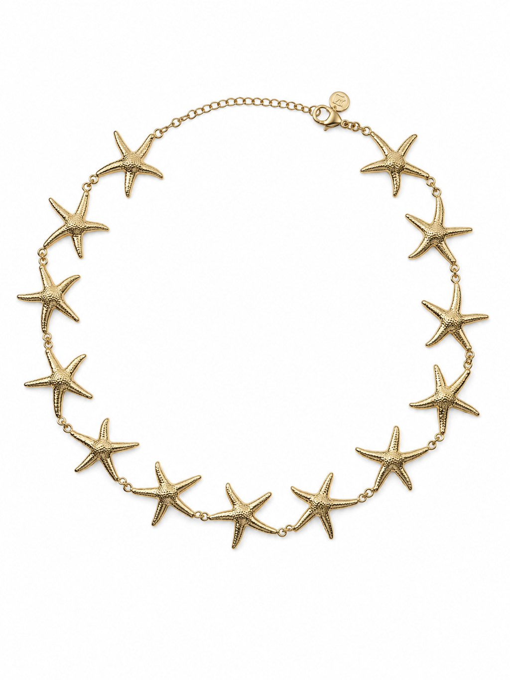 Collana girocollo dorata con stelle marine