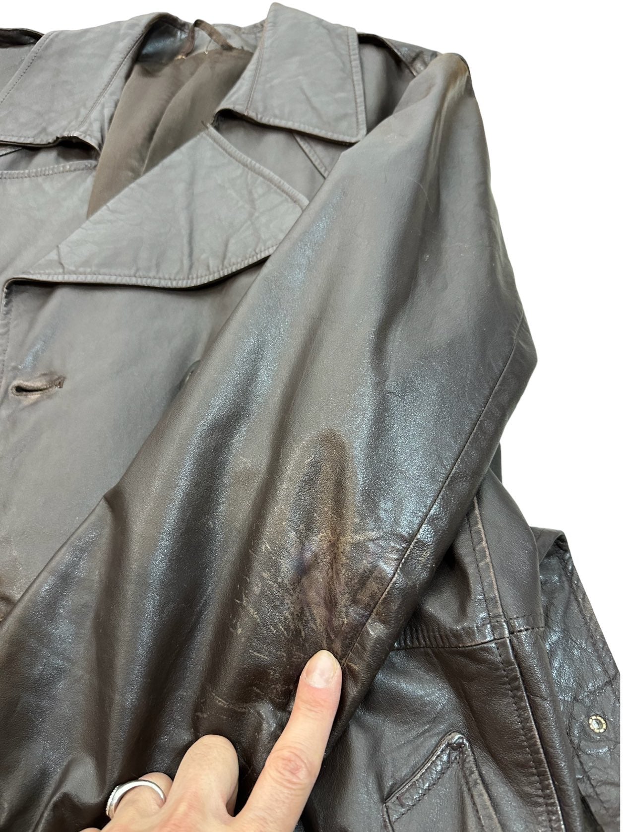 Trench vintage in pelle (L)