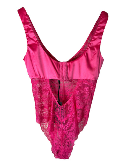 Body Versace rosa in pizzo e raso, Made in Italy