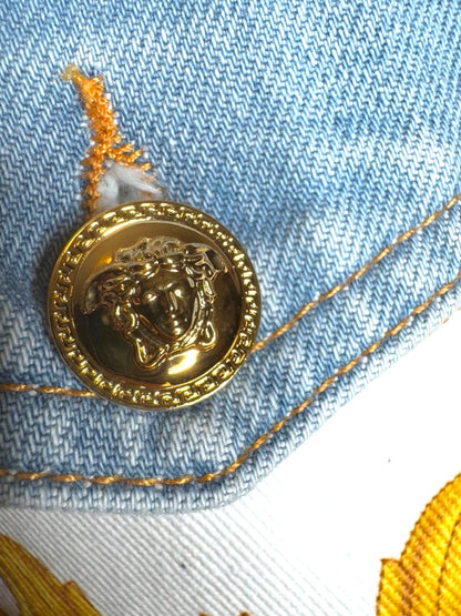 Giacca in denim Versace con tasche motivo Barocco - Taglia