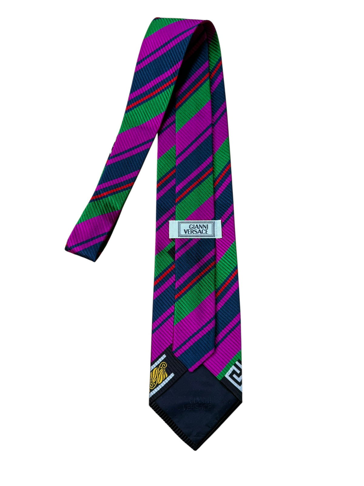 Cravatta Gianni Versace Vintage Seta Righe Medusa Greca — foto 4