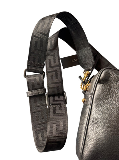 Borsa tracolla Versace pelle nera Medusa oro Greca — foto 15