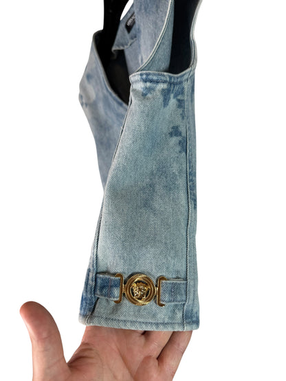 Versace Gilet Uomo in Denim Azzurro con Dettagli Medusa – Taglia 48 IT