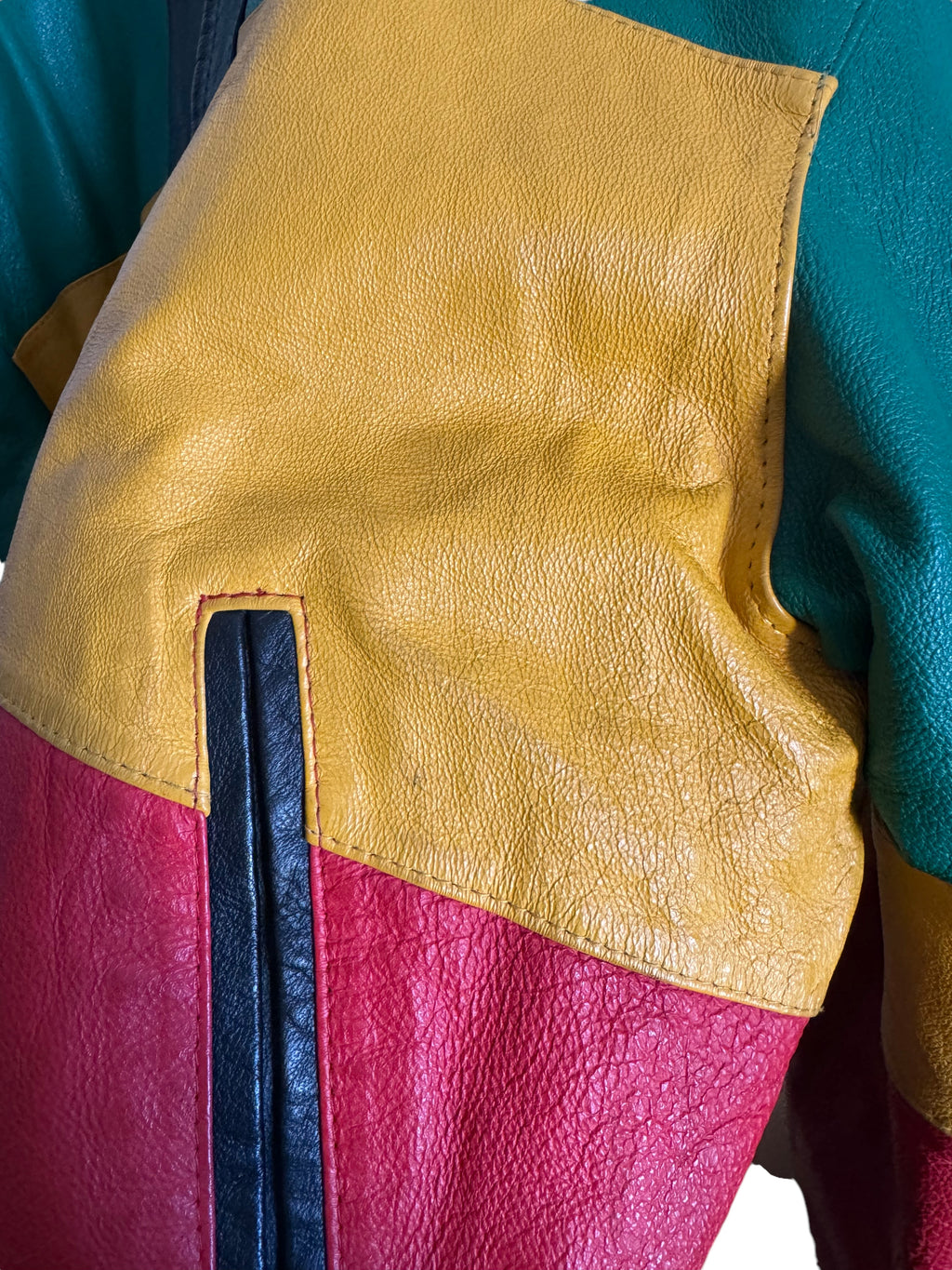 Giubbotto in pelle WhereMi Michael Hoban multicolor con maxi applicazioni, taglia M — foto 14