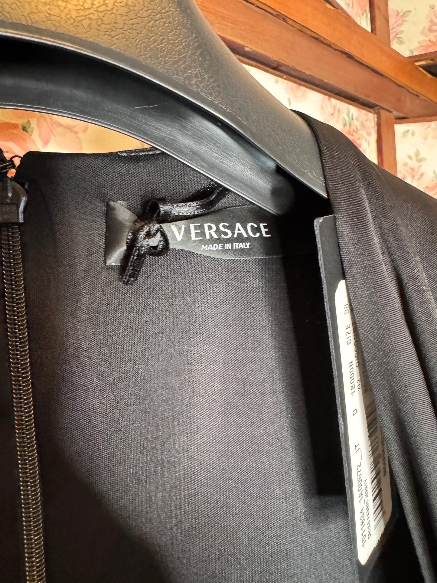 Abito Versace Nero Medusa Draped Jersey Made in Italy — foto 7