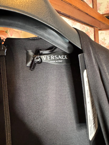 Abito Versace Nero Medusa Draped Jersey Made in Italy — foto 7