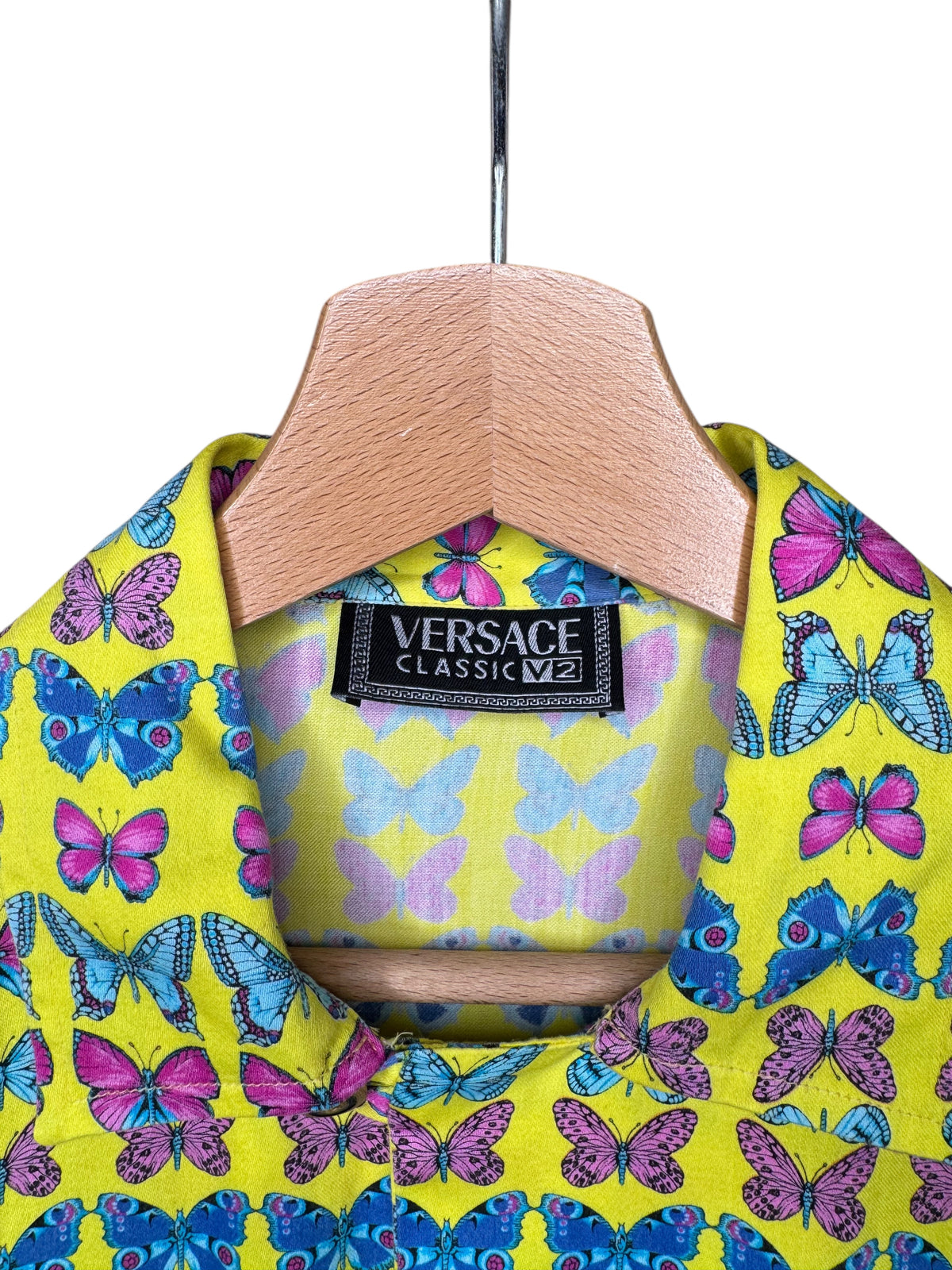 Gianni Versace Classic V2 Camicia Vintage Farfalle Multicolor Gialla S Oversize — foto 3