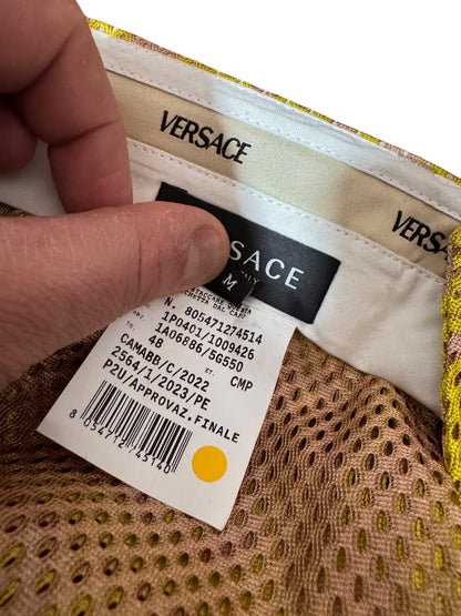 Pantaloni Versace logo all over mesh giallo IT 48 nuovi