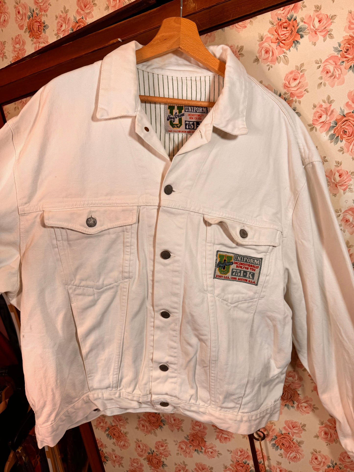 Giacca denim bianca Uniform 751-K vintage con patch ricamata — foto 7