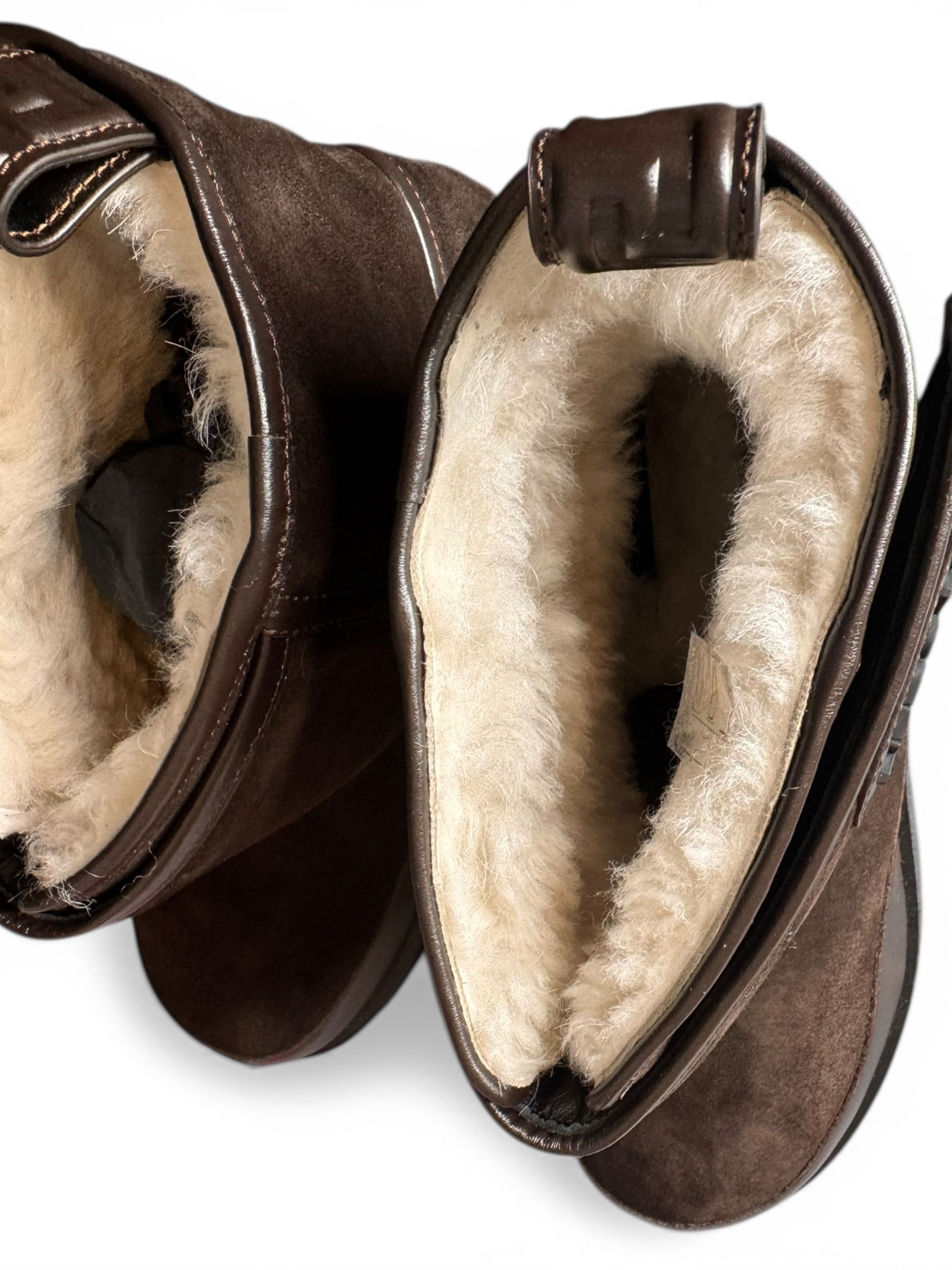 Stivaletti Versace in crosta e vitello ebano con interno in shearling Tg 42 — foto 8