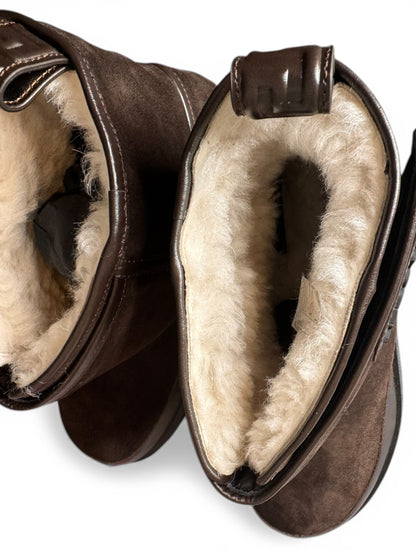 Stivaletti Versace in crosta e vitello ebano con interno in shearling Tg 42 — foto 8