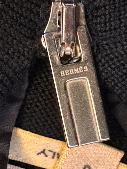 Hermès giacca con cappuccio lana e inserti tessuto tecnico nera zip frontale S — foto 7