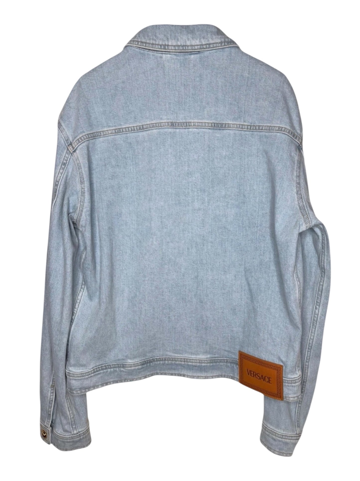 Giacca in denim Versace con tasche motivo Barocco - Taglia