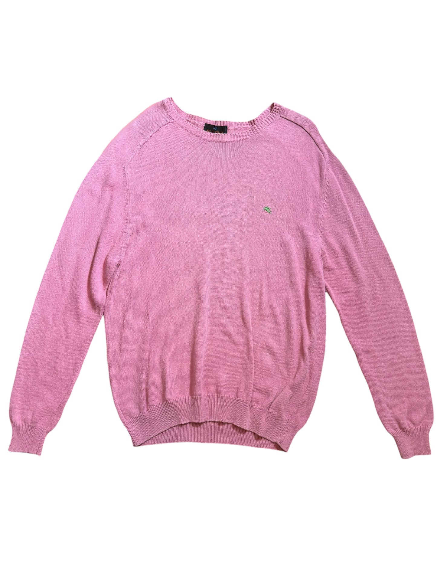 Maglione Etro Milano rosa 100% cotone ricamo logo taglia XL
