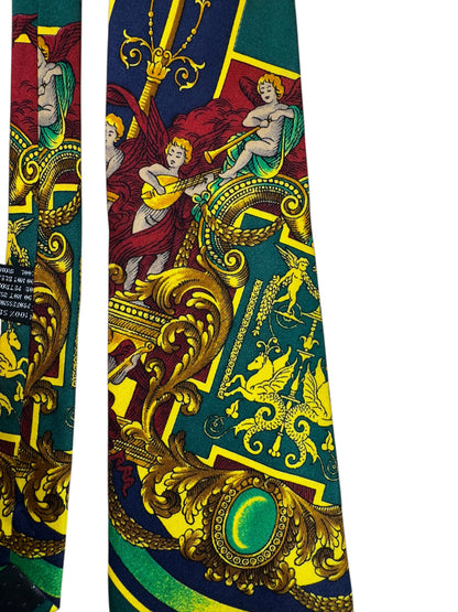 Cravatta Vintage Gianni Versace – Stampa Barocca con Angeli – 100% Seta Made in Italy