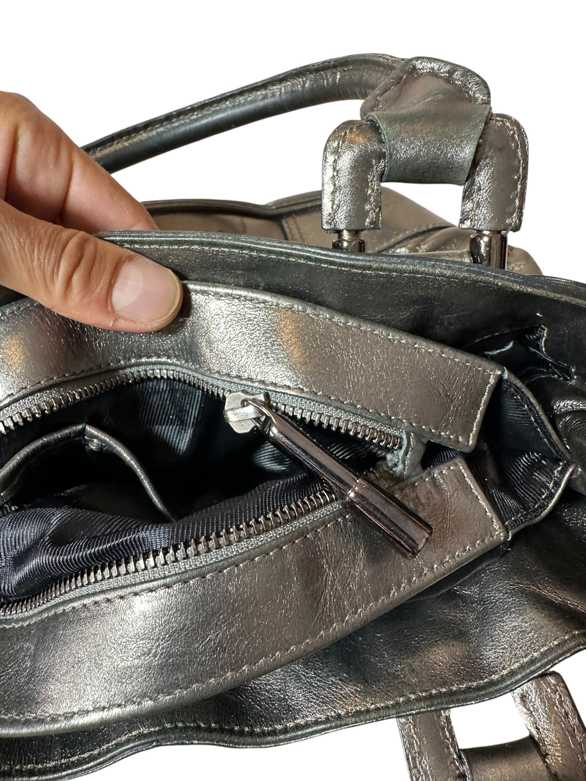 Burberry borsa in pelle metallizzata — foto 14