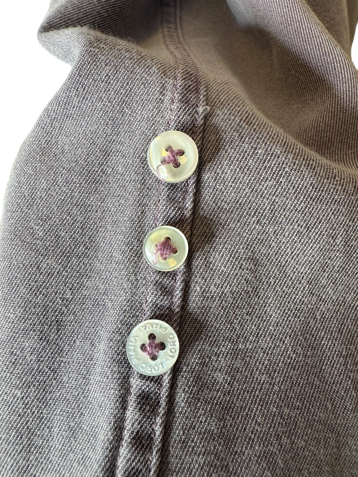 Loro Piana Camicia Uomo Cotone Soft Grigio L/XL – Bottoni Madreperla — foto 12
