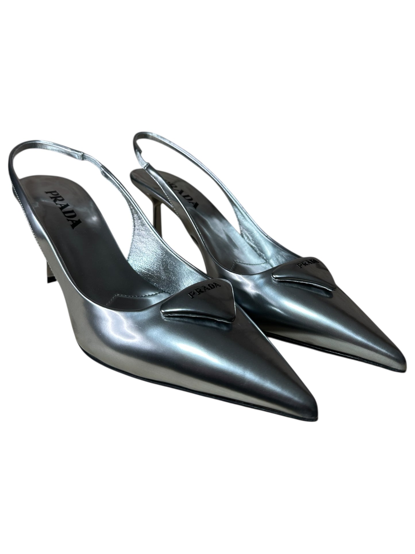 Prada decolletè in pelle argento (39)