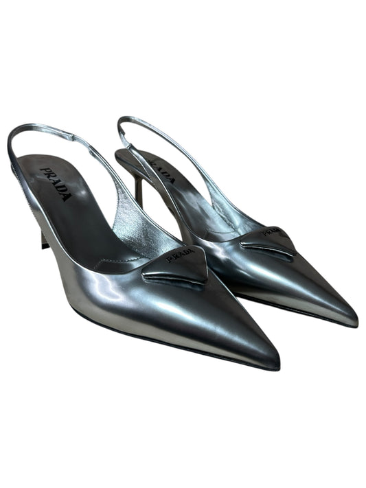 Prada decolletè in pelle argento (39)