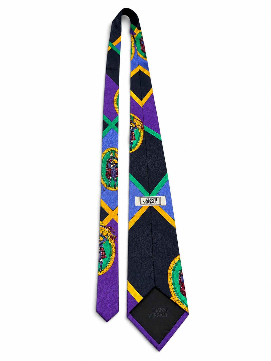 Cravatta Gianni Versace in seta stampa scozzese multicolor Made in Italy