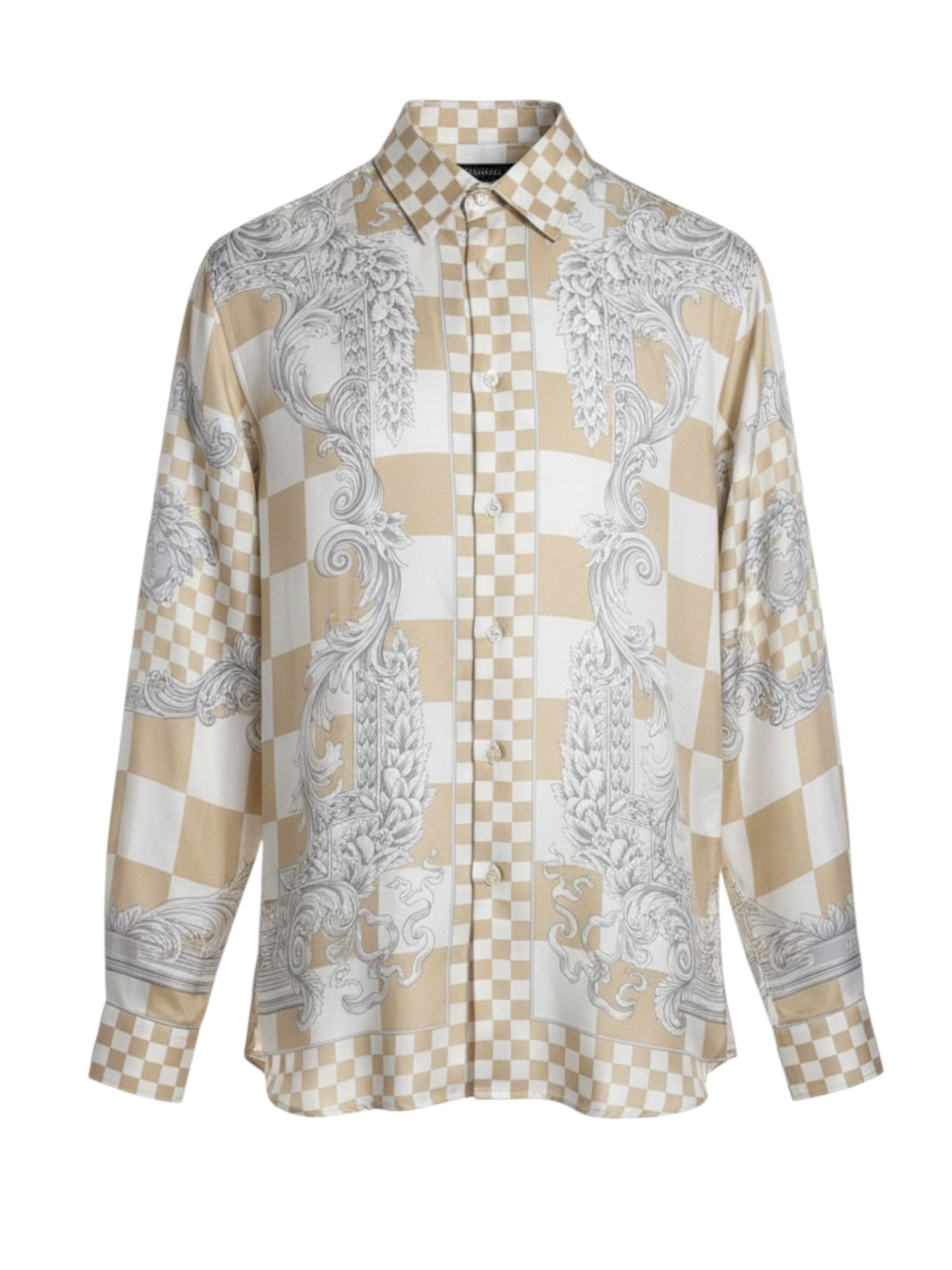 Camicia Versace in seta 100% motivo Medusa e scacchi Made in Italy (M)