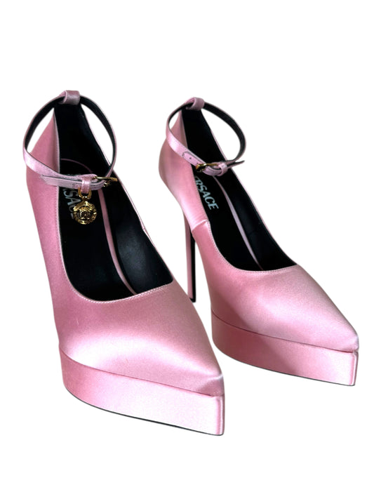 Decolleté Platform VERSACE Aevitas in Raso Rosa con Charm Medusa – Taglia 38