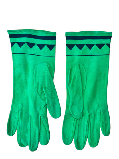 Guanti Gianni Versace vintage verde smeraldo in suede, taglia L