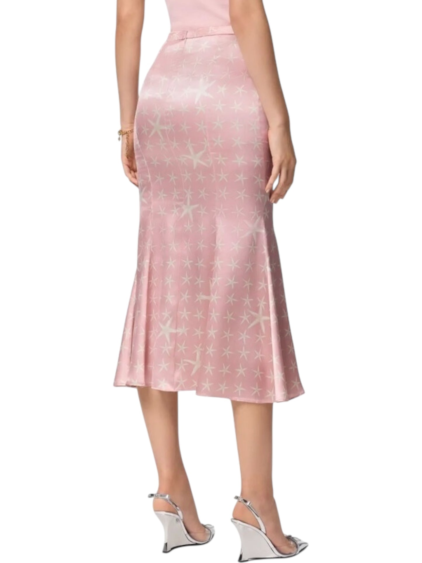 Gonna Versace in seta rosa con stampa stelle marine – TG 38 IT