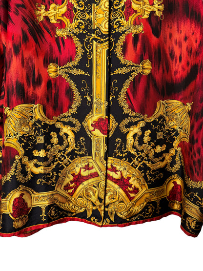 Camicia vintage Gianni Versace – Linea Istante – Taglia 42 – Stampa barocca oro e animalier rossa