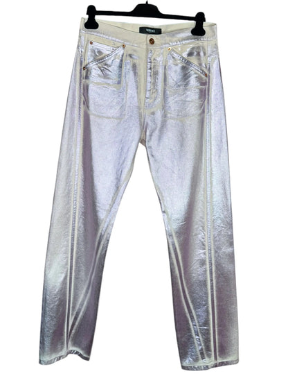 Versace jeans iridescenti Medusa denim metallizzato Made in Italy taglia 32