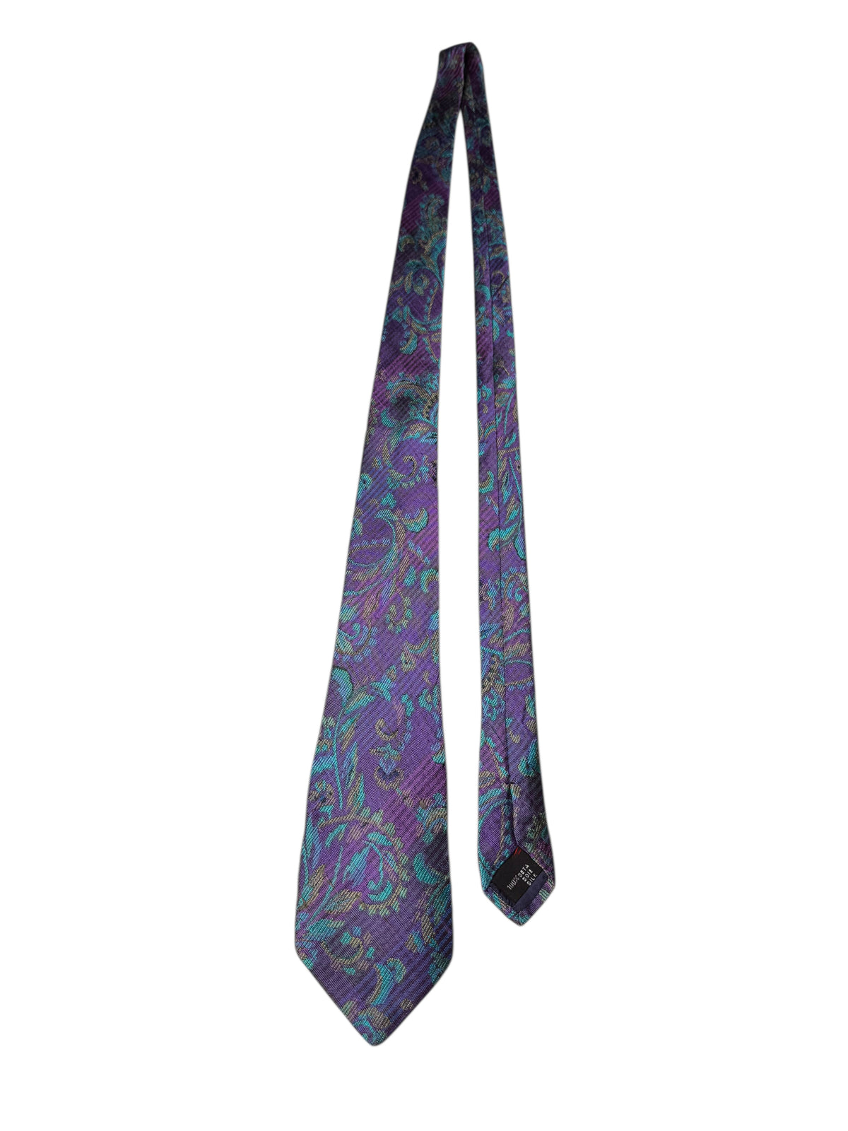 Cravatta Gianni Versace vintage in seta fantasia paisley viola