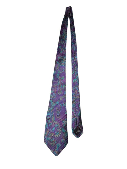 Cravatta Gianni Versace vintage in seta fantasia paisley viola