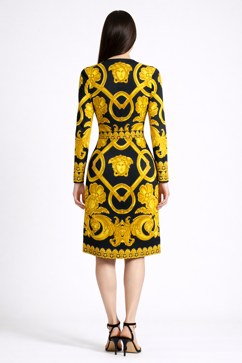 Abito Versace Barocco nero oro Medusa wrap dress tg 36 Made in Italy — foto 4