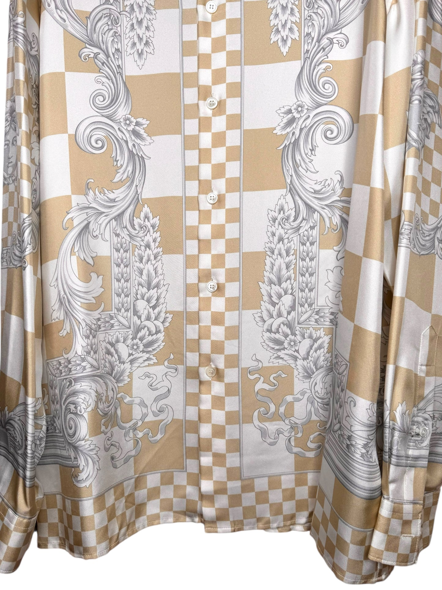 Camicia Versace in seta 100% motivo Medusa e scacchi Made in Italy (M)