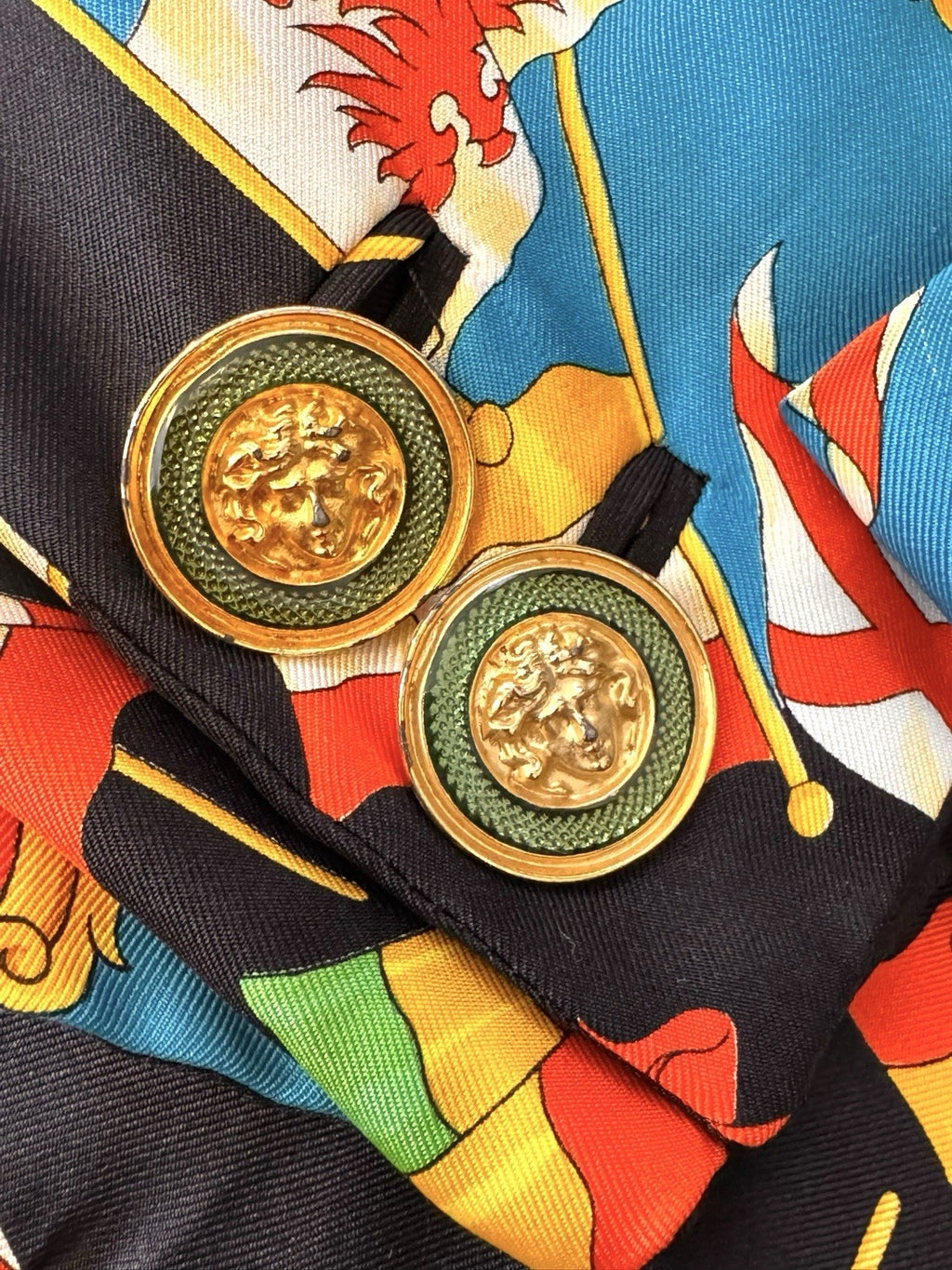 Gianni Versace Couture blazer vintage seta stampa bandiere Medusa taglia 44