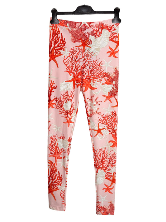 Leggings Versace corallo stampa marina rosa taglia 38 nuovi