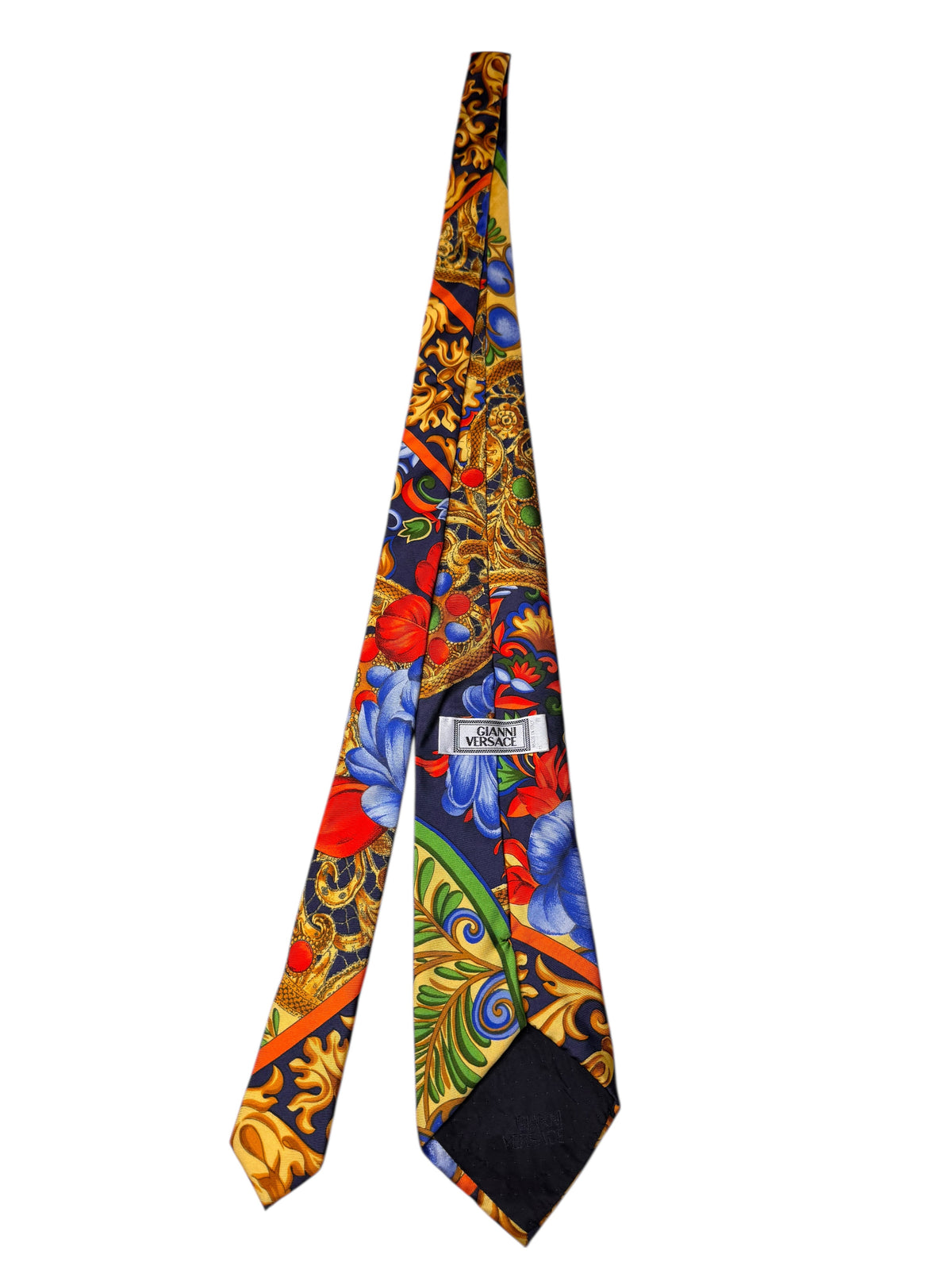 Cravatta Gianni Versace vintage in seta fantasia barocca floreale — foto 3