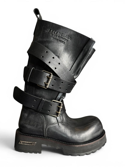 Balenciaga Venom Boot biker pelle nera distressed - taglia 42