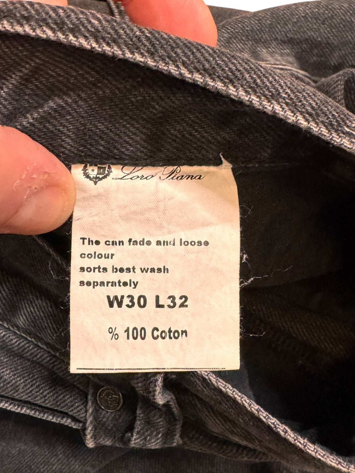Jeans Loro Piana nero denim 100% cotone W30 L32 — foto 5