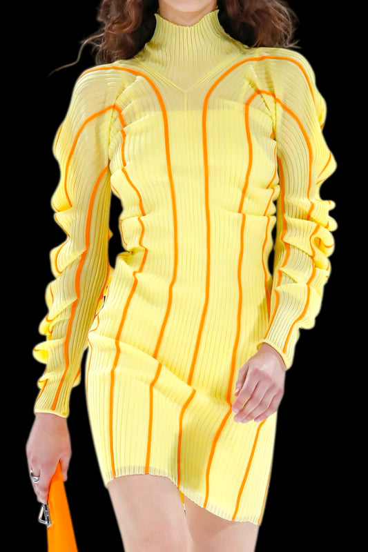Bottega Veneta abito runway PE 2022 “Transparent Tennis Stripe Knit Sherbert” taglia S made in Italy